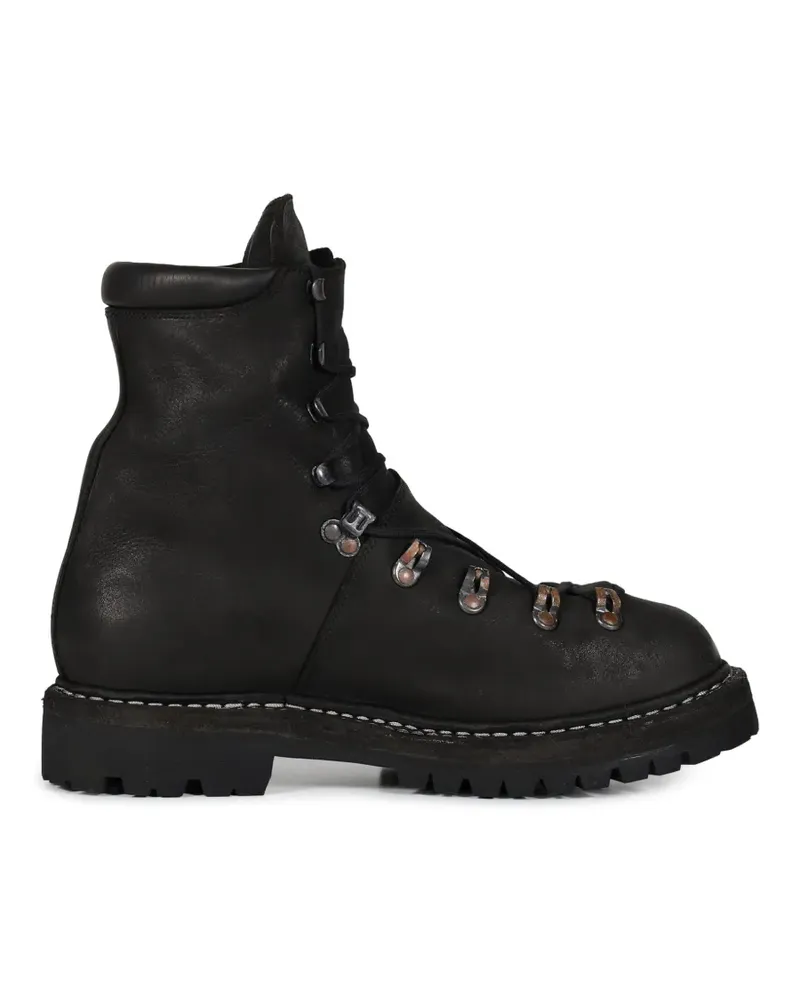 GUIDI lace-up leather ankle boots - Schwarz Schwarz