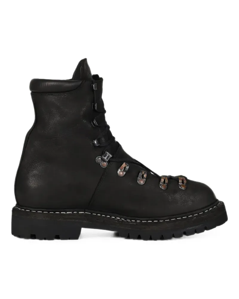 GUIDI lace-up leather ankle boots - Schwarz Schwarz
