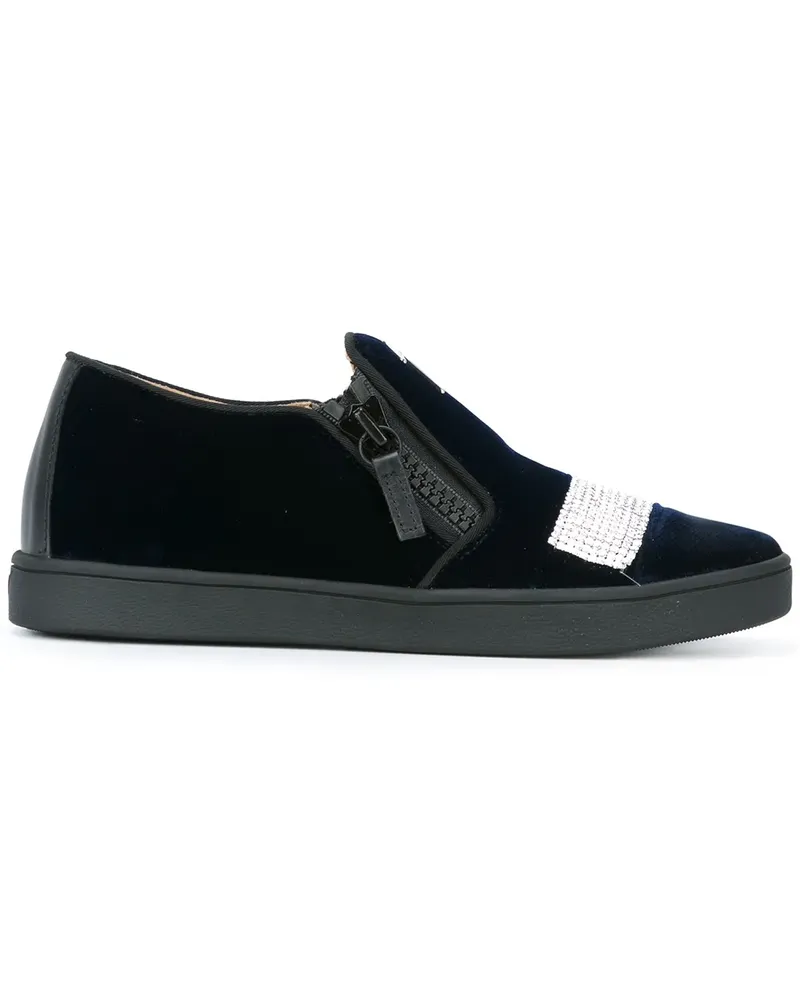 Giuseppe Zanotti Slip-On-Sneakers in Samtoptik - Schwarz Schwarz