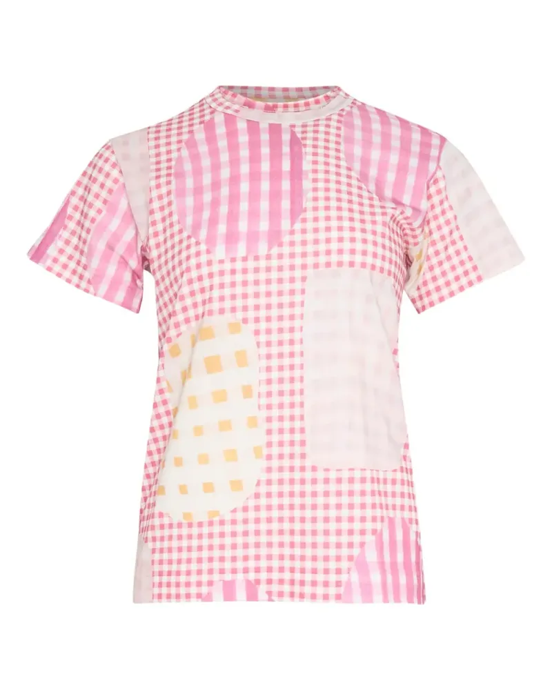 TAO Patchwork-T-Shirt mit Vichy-Karo - Rosa Rosa