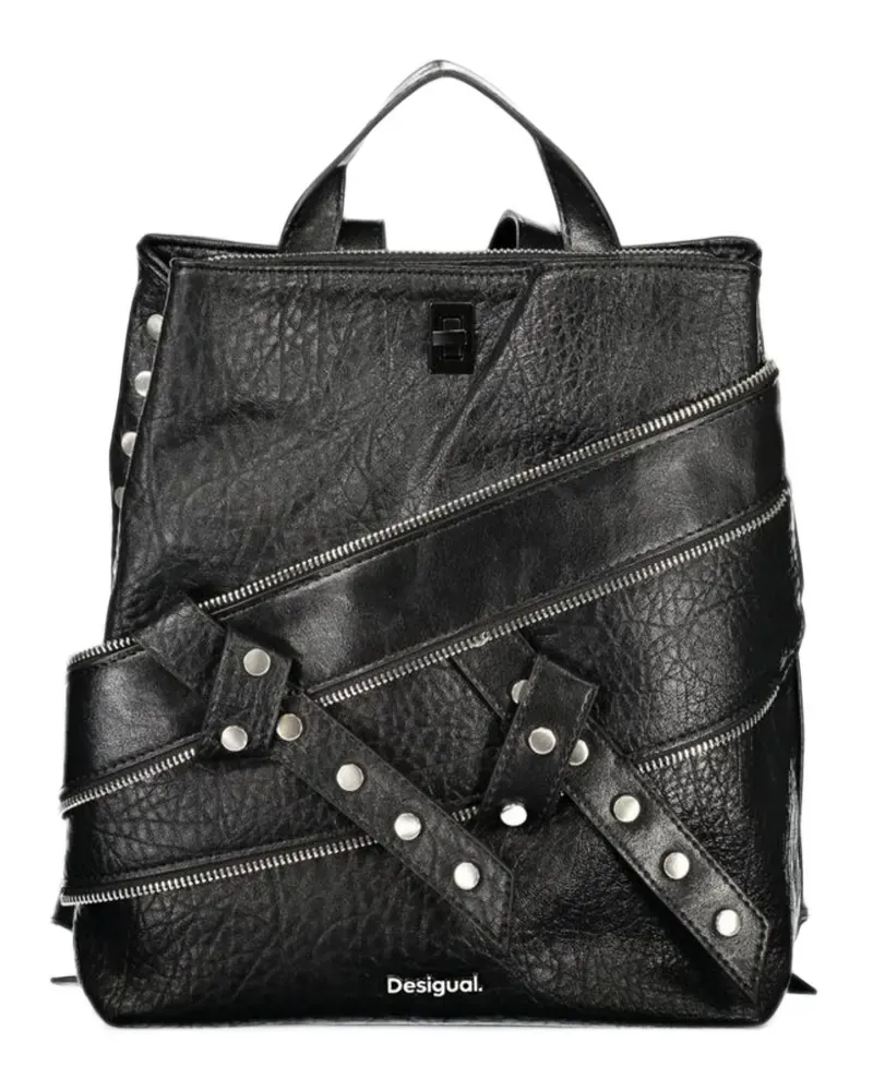 Desigual mini stud-embellished zip-detail backpack - Schwarz Schwarz