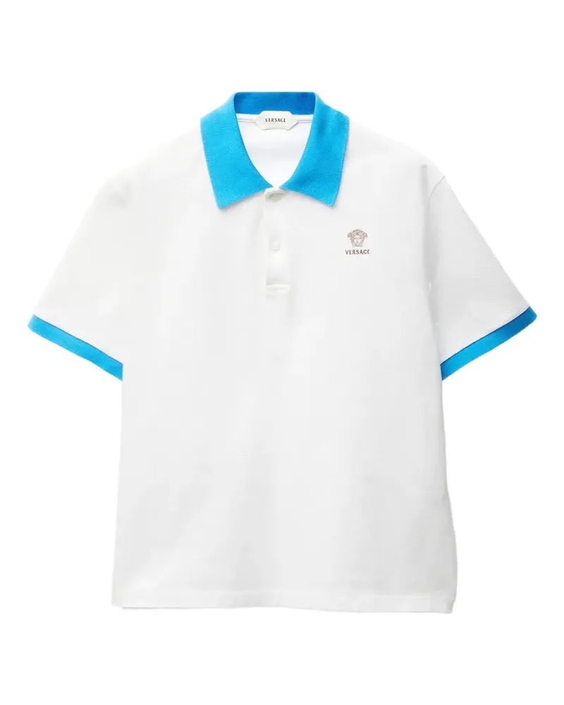Versace Besticktes Piqué-Poloshirt - Weiß Weiß
