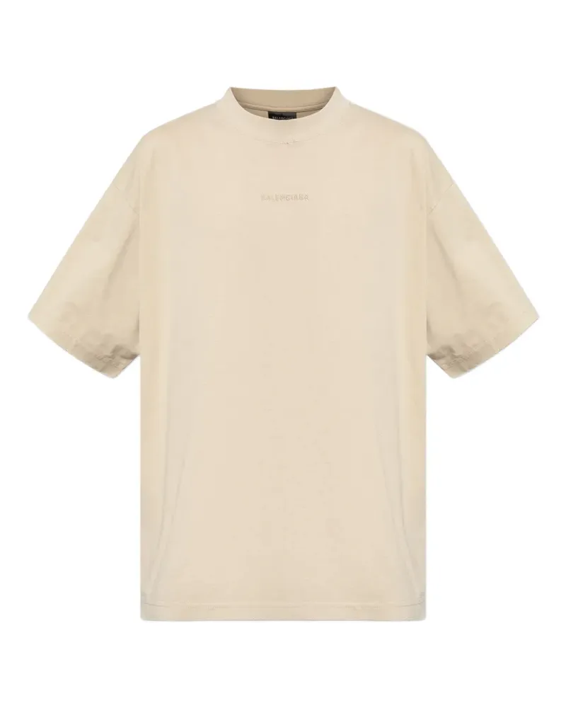 Balenciaga T-Shirt mit Logo-Stickerei - Nude Nude