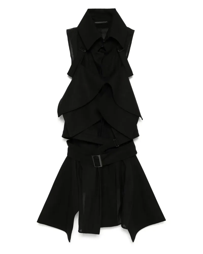Yohji Yamamoto Jacke mit Gürtel - Schwarz Schwarz