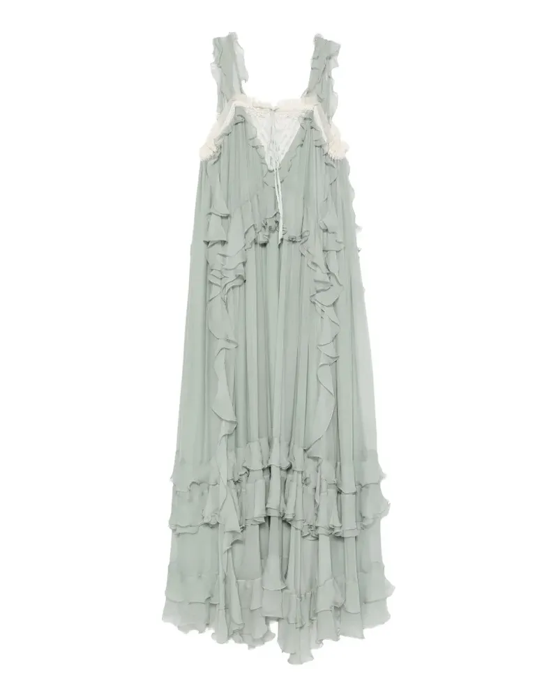 Chloé Gerüschtes Maxikleid aus Seiden-Mousseline - Grün Grün