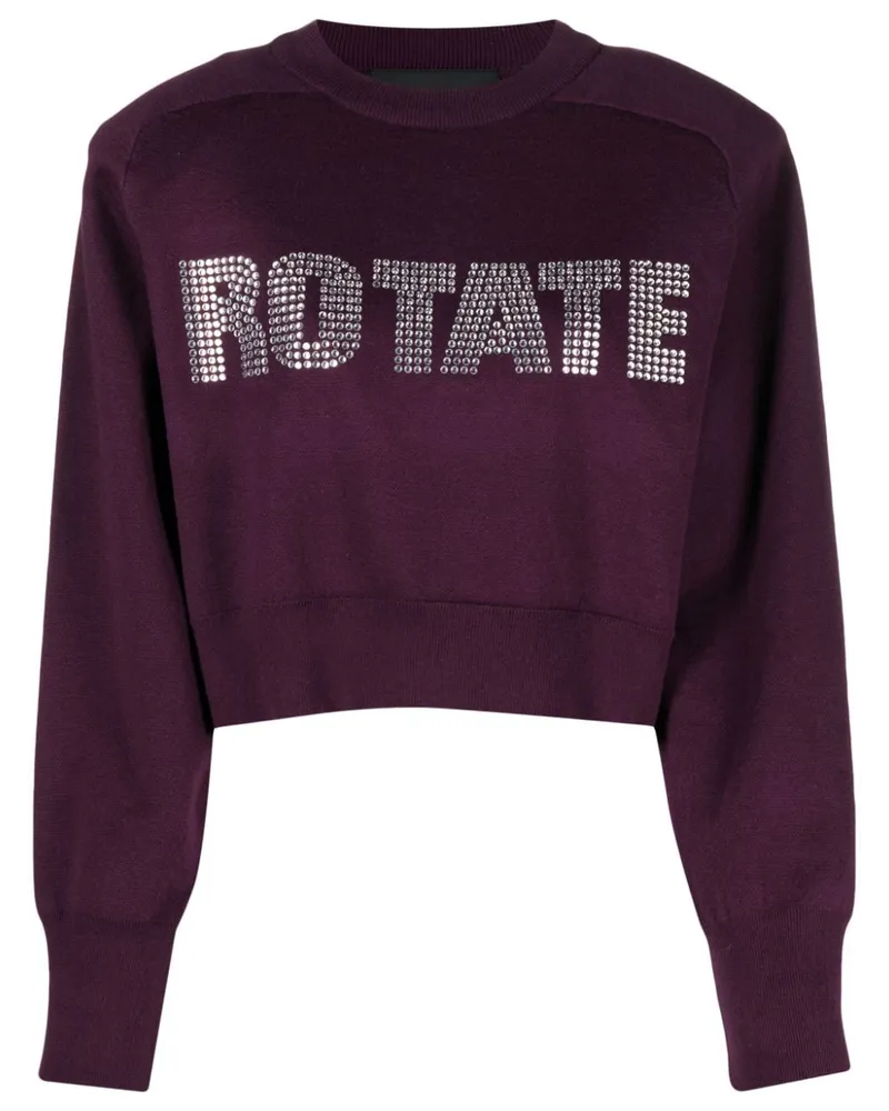 ROTATE Birger Christensen Pullover mit Strass-Logo Violett