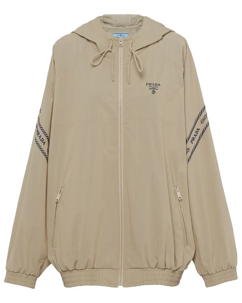 Prada Kapuzenjacke mit Logo-Stickerei - Nude Nude