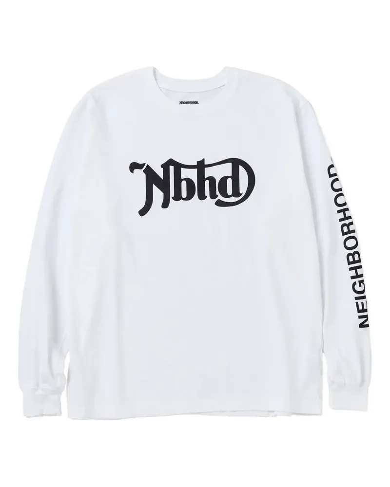 Neighborhood Langarmshirt mit Logo-Print - Weiß Weiß