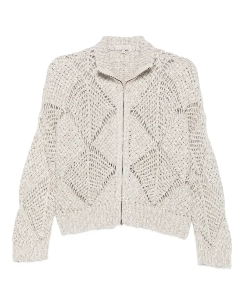 Antonelli Firenze Maira sequin-embellished open-knit cardigan - Grau Grau