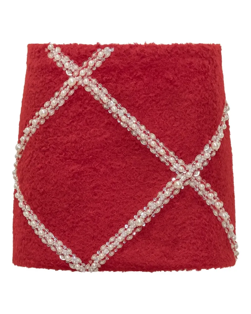 Des Phemmes Minirock mit Perlenverzierung - Rot Rot