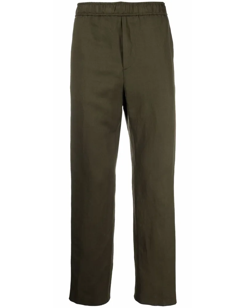 Etro Gerade Hose mit Logo-Streifen - Grün Grün