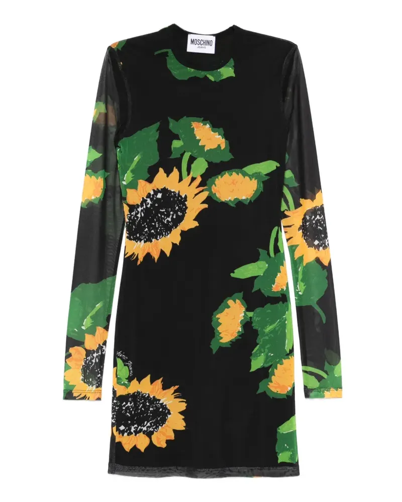 Moschino Geblümtes Midikleid - Schwarz Schwarz