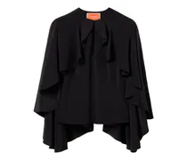 Seidenbluse mit Volants - Schwarz