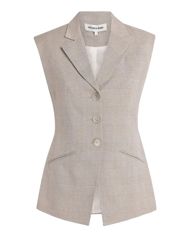 Veronica Beard Sorenne Prince of Wales check waistcoat - Nude Nude