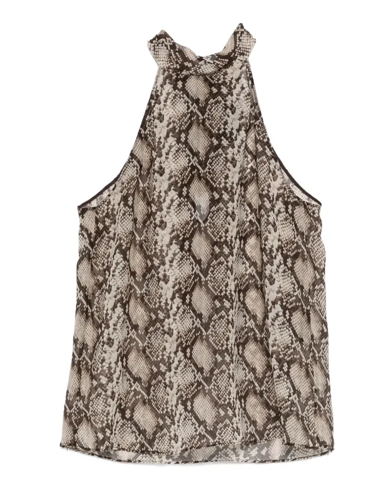 Nili Lotan snake-pattern halter-neck top - Nude Nude