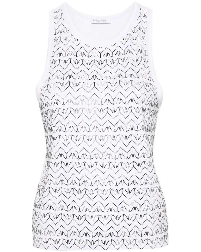 Patrizia Pepe Top mit Strass - Weiß Weiß