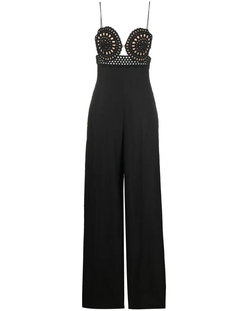 Stella McCartney Jumpsuit mit Lochstickerei - Schwarz Schwarz