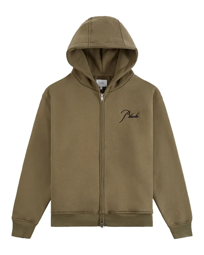 RHUDE Classique logo-embroidered hoodie - Grün Grün