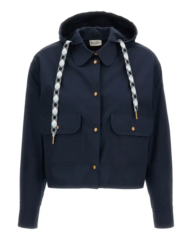 Moncler hooded logo-patch jacket - Blau Blau