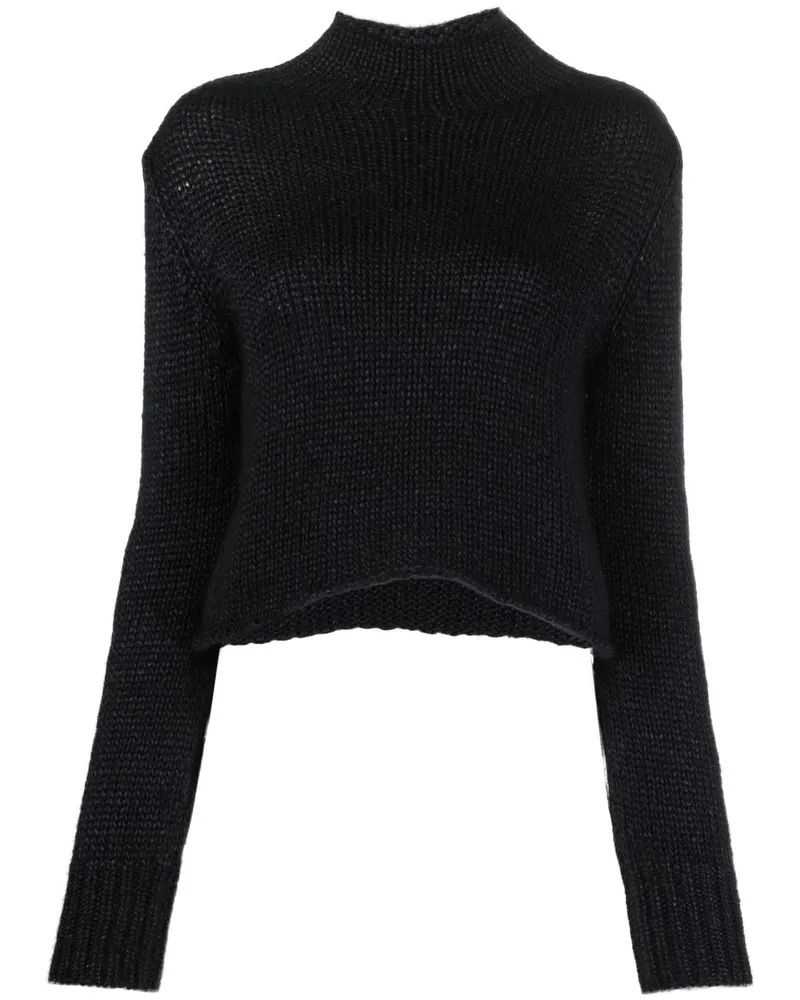 forte_forte Pullover mit Stehkragen Schwarz