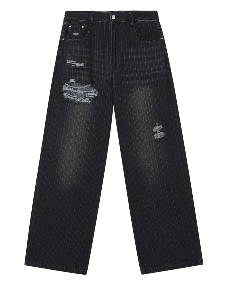 Tout a Coup ripped pinstripe denim - Schwarz Schwarz