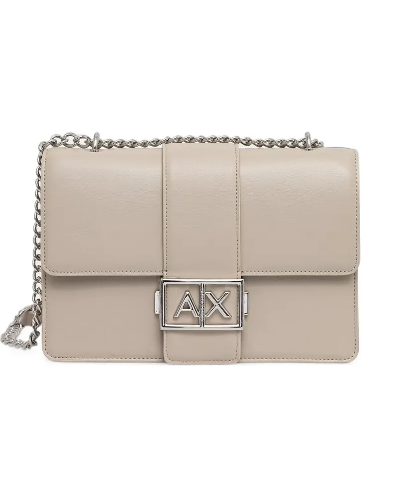Armani Exchange logo-plaque chain-strap cross body bag - Weiß Weiß