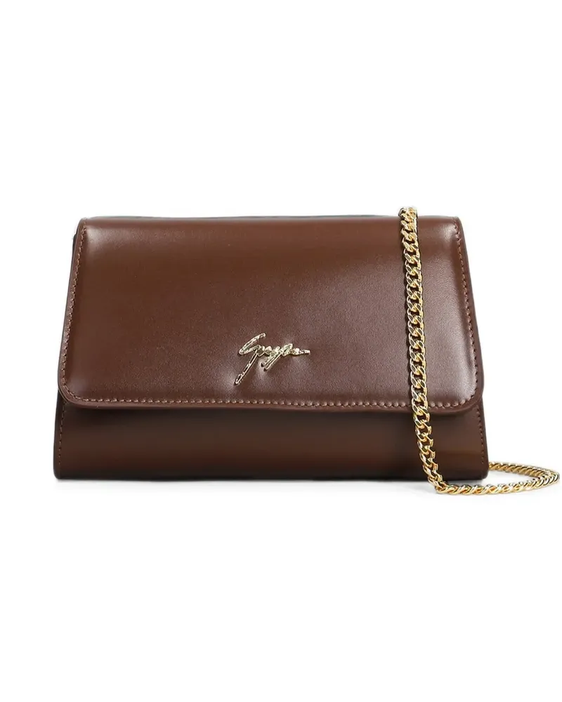 Giuseppe Zanotti Clutch mit Logo-Schild - Braun Braun