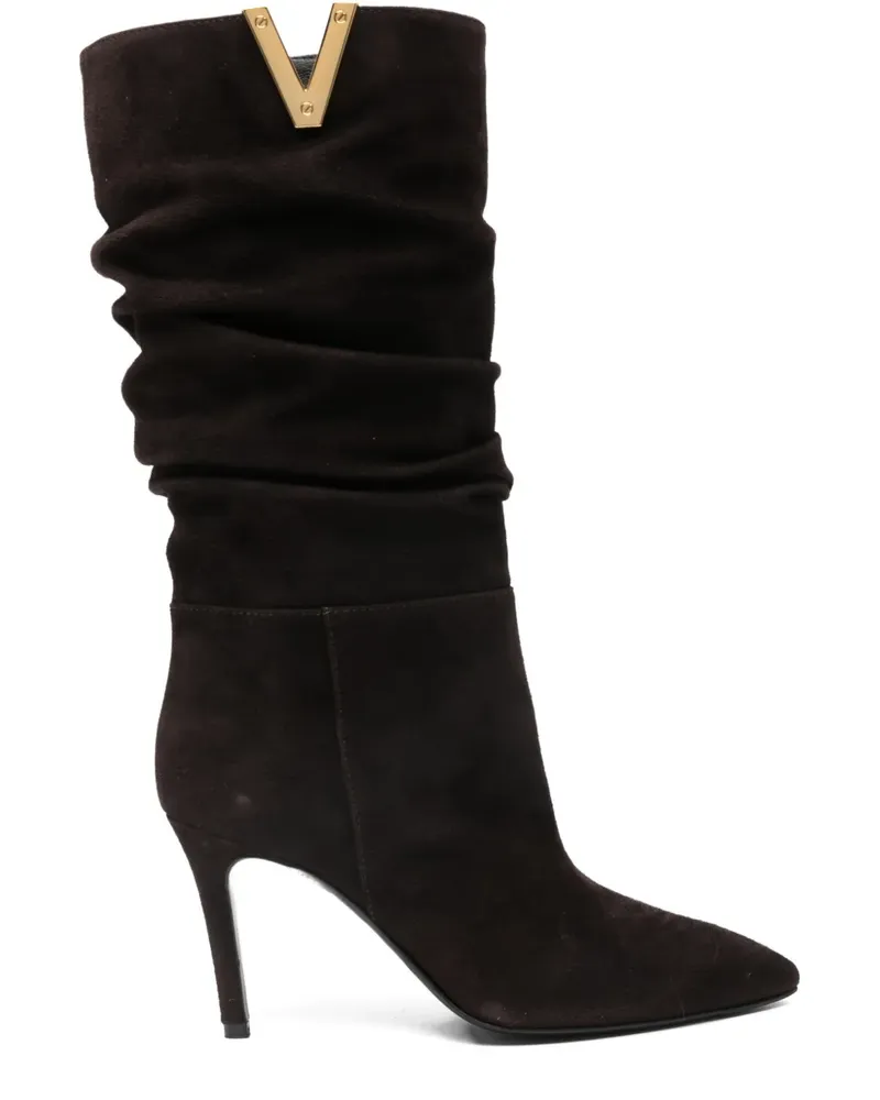 Via Roma 15 85mm ruched suede boots - Braun Braun