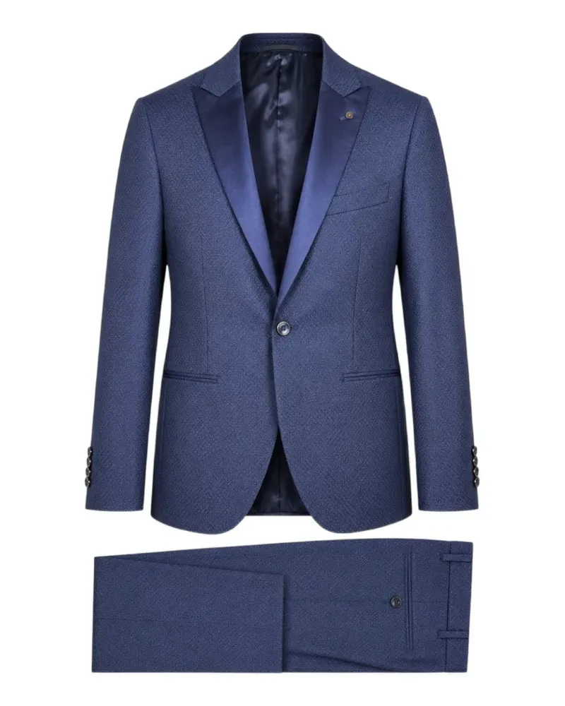 Luigi Bianchi Mantova diamond-patterned peak-lapel suit - Blau Blau