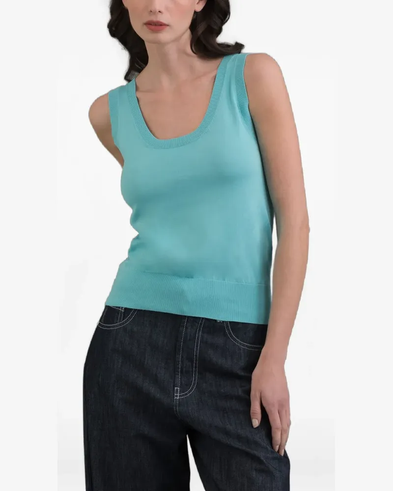 MOORER Sabela ribbed-trim tank top - Blau Blau