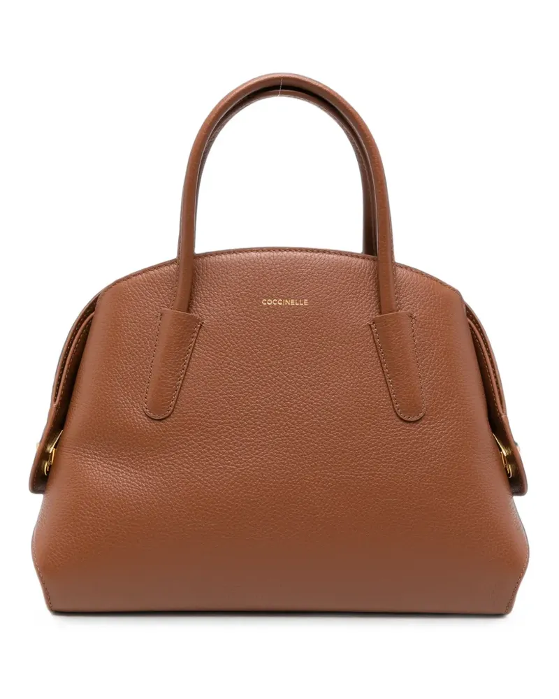 Coccinelle Tylde grained leather tote bag - Braun Braun