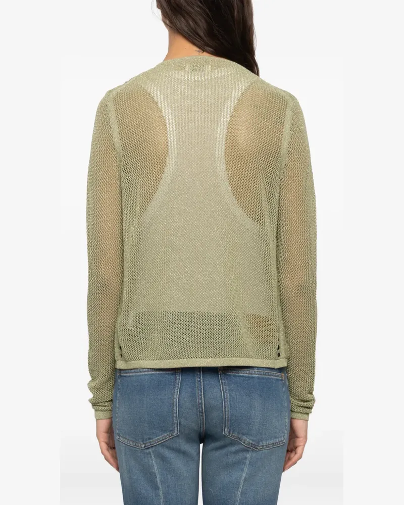 Zadig & Voltaire Saya Cardigan mit Lochstrickmuster - Grün Grün