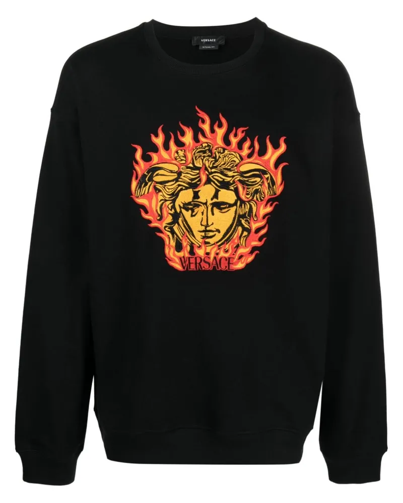 Versace Sweatshirt mit Medusa-Stickerei Schwarz