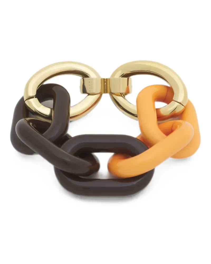 Marni orange and brown resin chain bracelet - Gold Gold