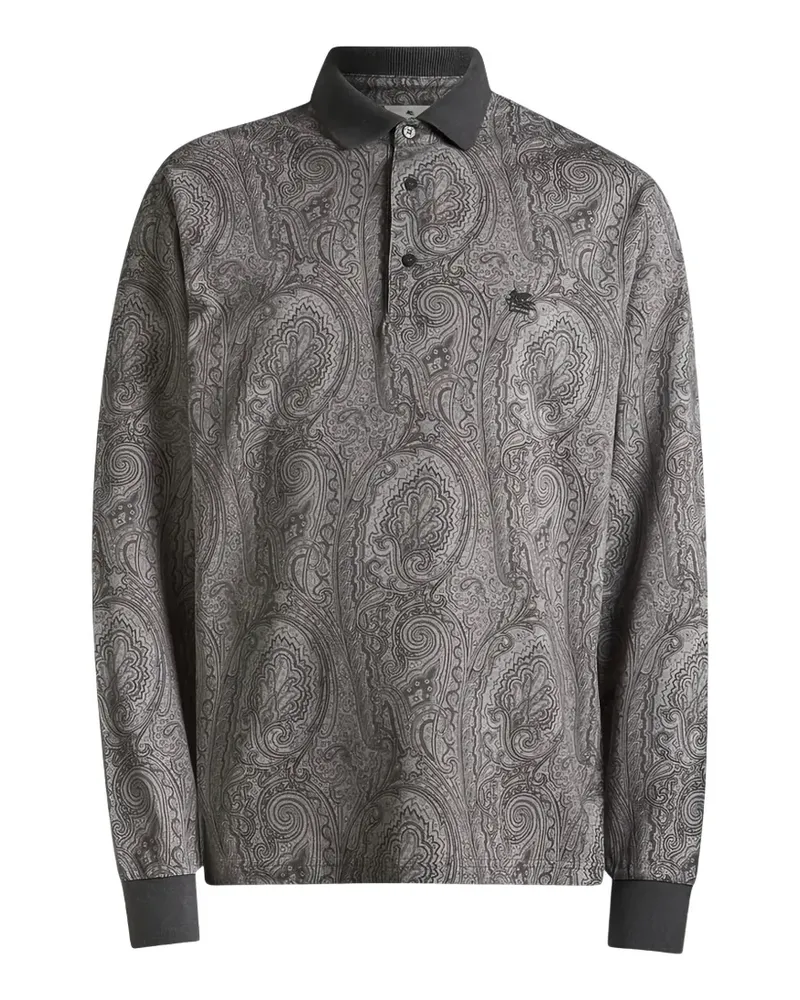 Etro paisley-print long-sleeve polo shirt - Grau Grau