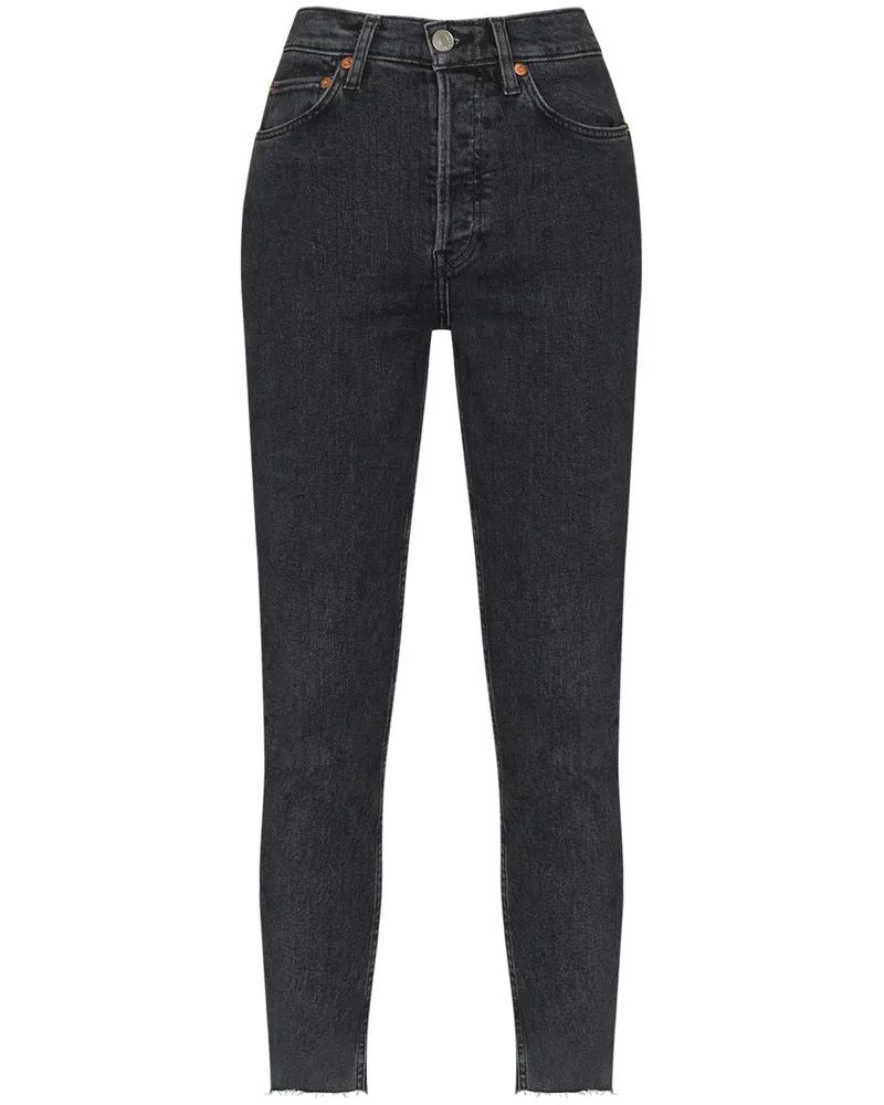 RE/DONE Cropped-Jeans mit hohem Bund - Schwarz Schwarz