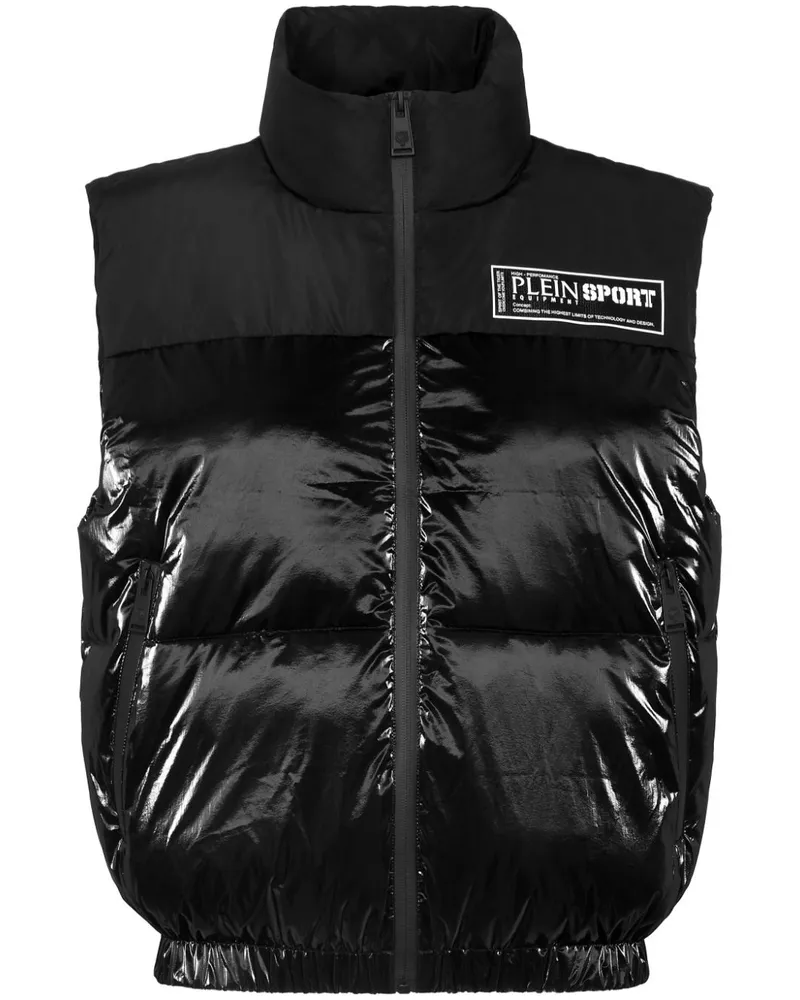 Philipp Plein Gesteppte Weste mit Logo-Print - Schwarz Schwarz