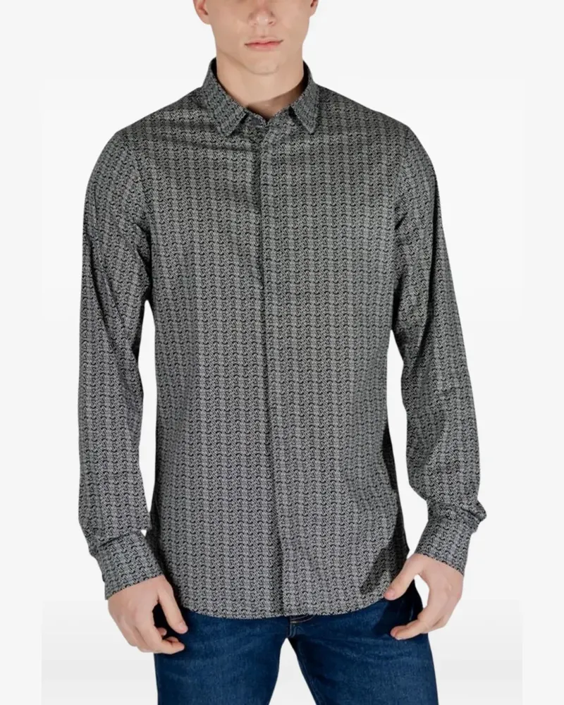 Armani Exchange geometric-print shirt - Grau Grau