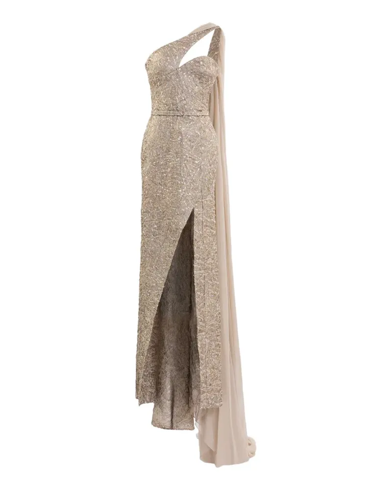 Saiid Kobeisy Asymmetrisches Brokat-Maxikleid - Gold Gold