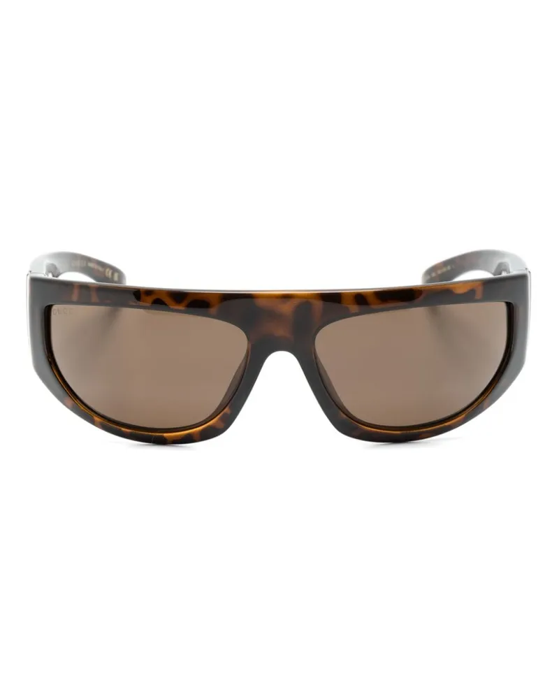Gucci Sonnenbrille mit Shield-Gestell - Braun Braun