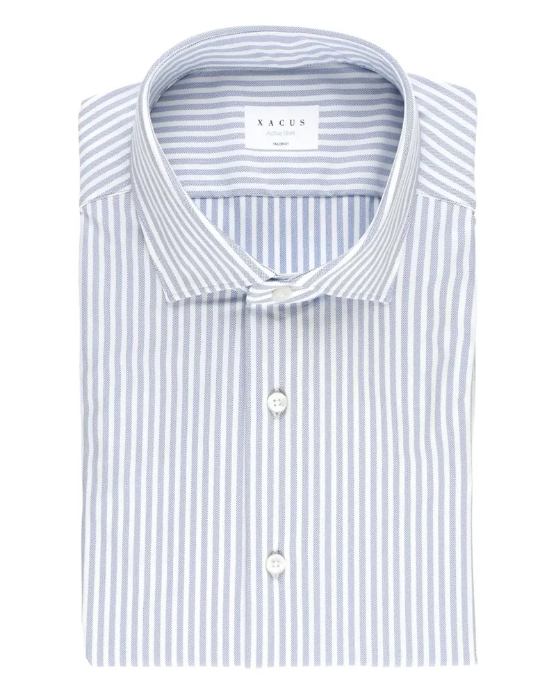 XACUS Gestreiftes Button-down-Hemd - Blau Blau