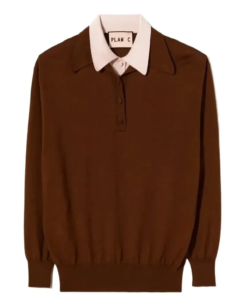 PLAN C double-collar polo shirt - Braun Braun