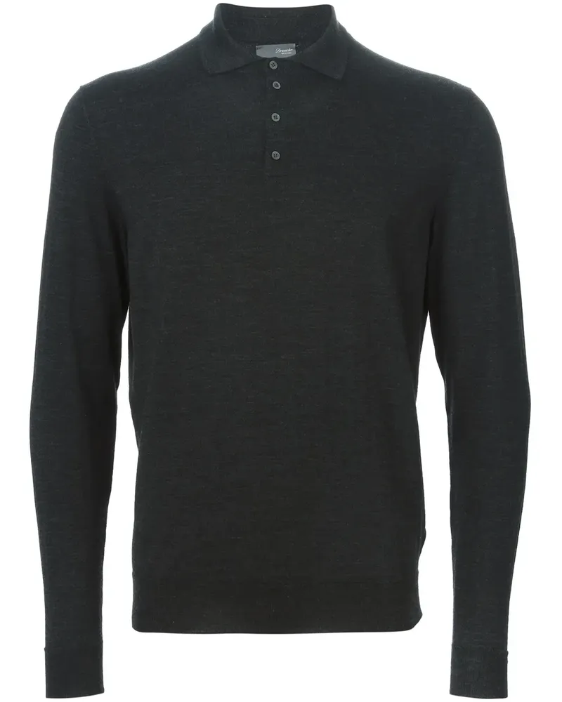 Drumohr  Merinowollpullover mit Poloshirt-Kragen - Grau Grau