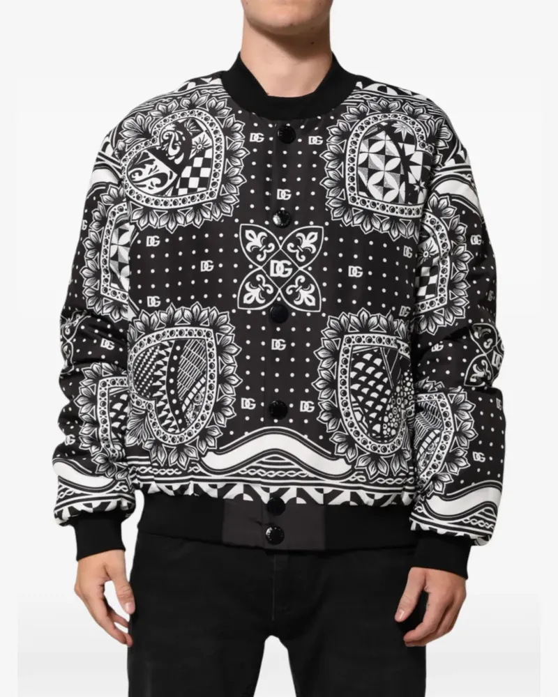 Dolce & Gabbana bandana-print bomber jacket - Schwarz Schwarz