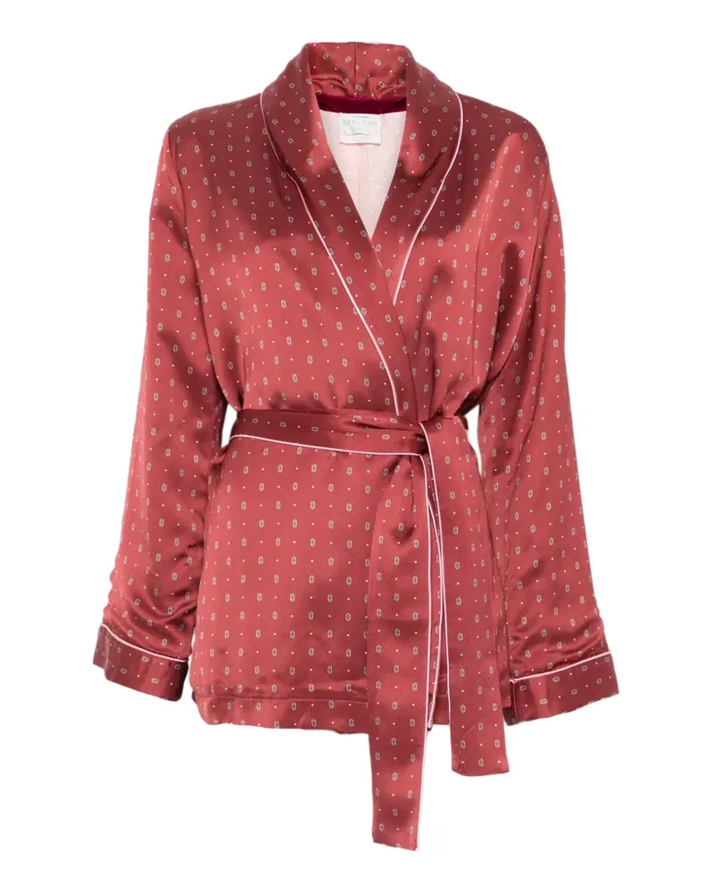 forte_forte Gemusterte Jacke mit Gürtel - Rot Rot