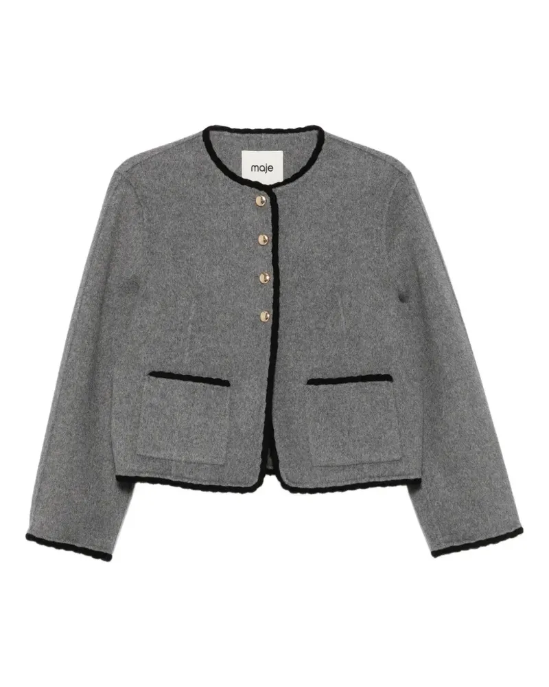 Maje Einreihige Gardenia Jacke mit Flechtbesatz - Grau Grau