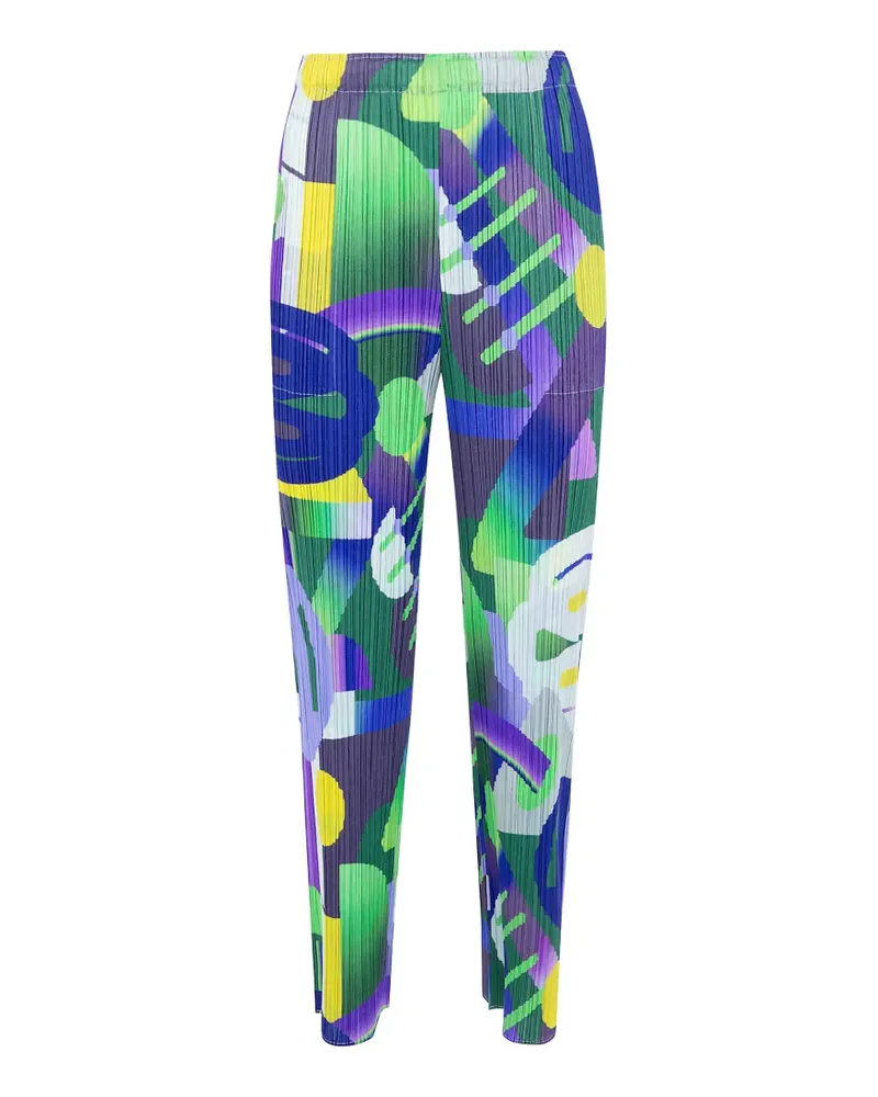 Issey Miyake Pleats Please abstract-print trousers - Grün Grün