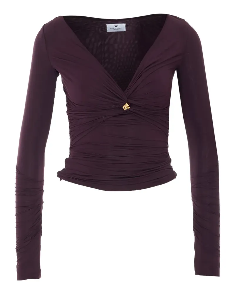 Elisabetta Franchi Gerafftes Oberteil mit Ringdetail - Braun Braun