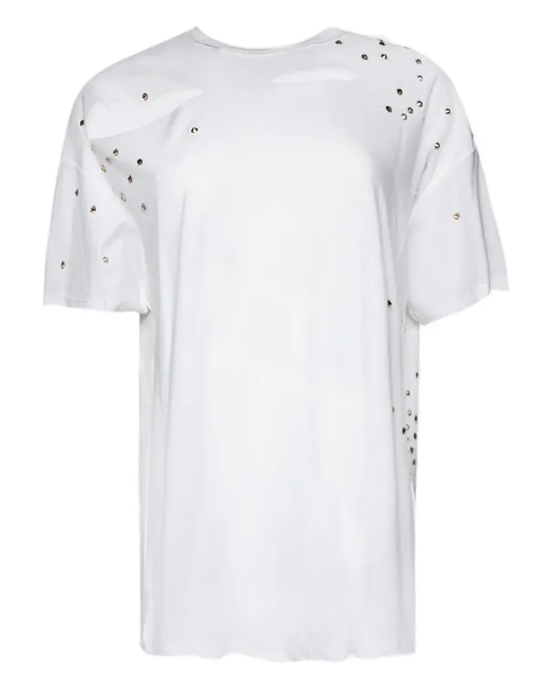 Interior Mandy Diamante T-Shirt mit Cut-Out - Weiß Weiß