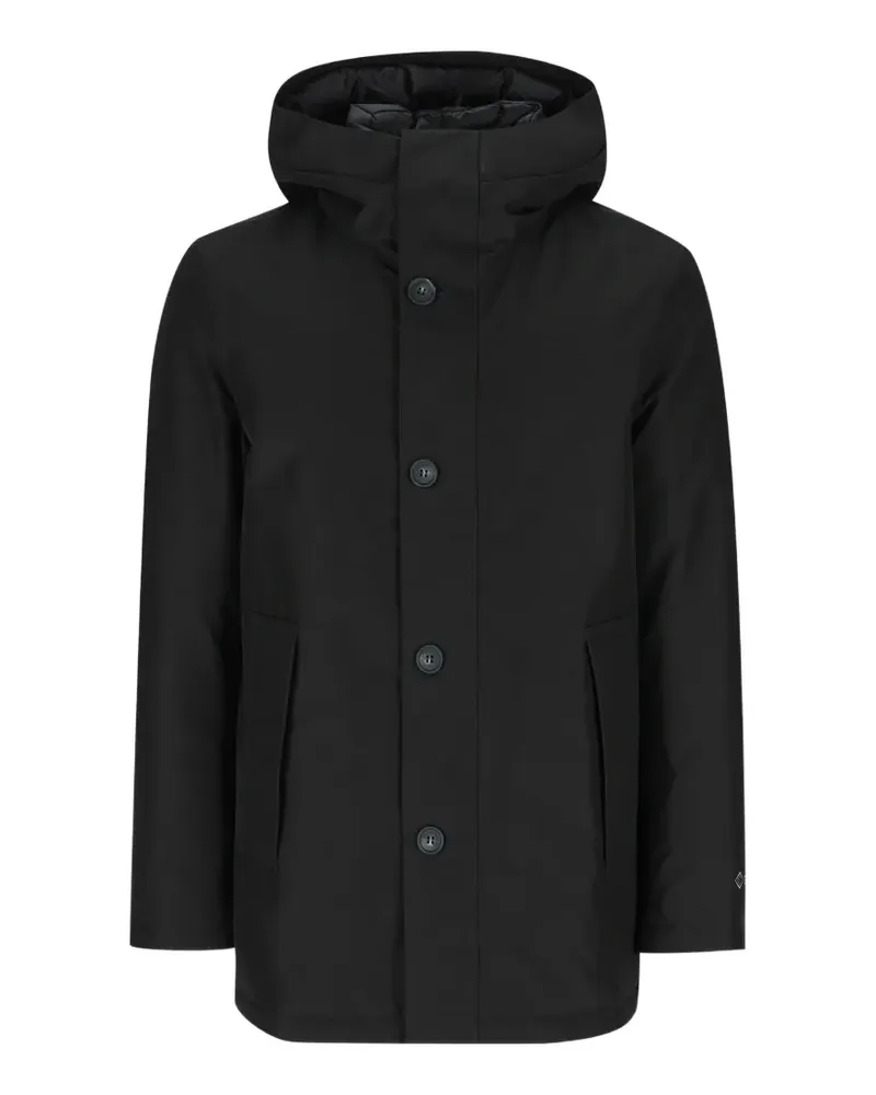 Woolrich Kapuzenmantel mit Knopfverschluss - Schwarz Schwarz